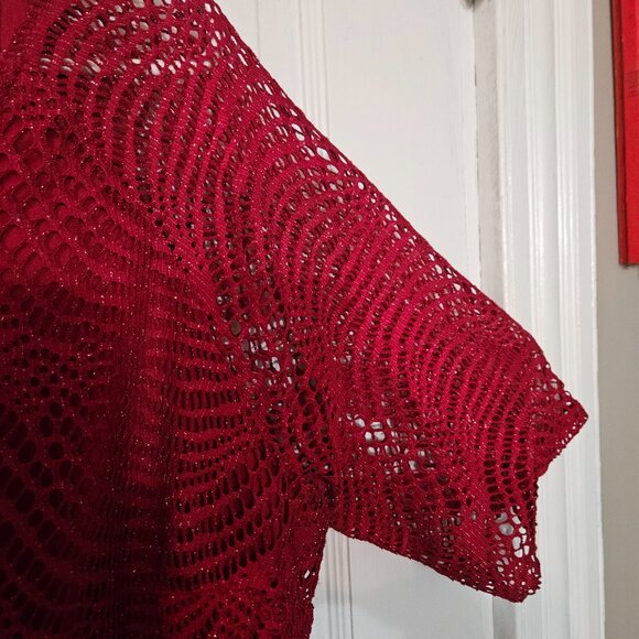 Emma Michelle Red Evening Dress with sparkle and bottom fringe layer SZ XL - Picture 6 of 10